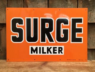 Vintage Surge Milker Advertising Sign Stout Sign Co.  Farm Barn Machinery Dealer