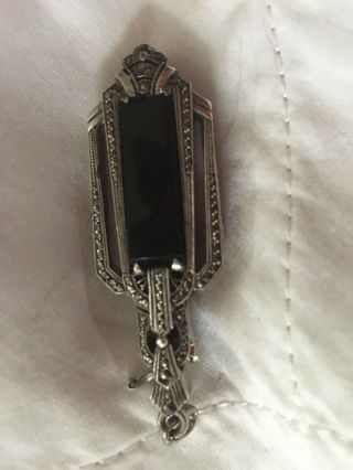 Antique Victorian Silver Marcasites W/ Black Onyx Folding Lorgnettes