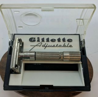 Vintage Gillette 1961 G2 Fatboy Adjustable Safety Razor Usa 1 - 9 Case