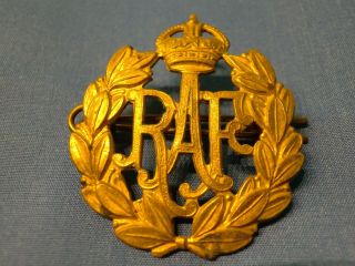 R.  A.  F.  Brass Cap Badge Ww2 Royal Air Force Great Britain