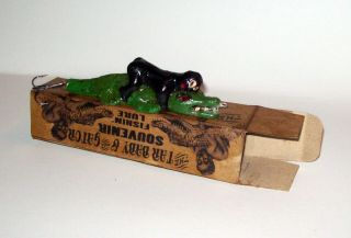 Vintage Black Americana Souvenir Of Florida Baby & Gator Boxed Fishing Lure Set