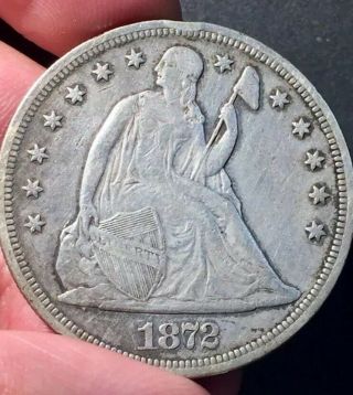 Us 1872 - P $1 Seated Liberty Silver Dollar Coin - Extremely Fine Details - Rare