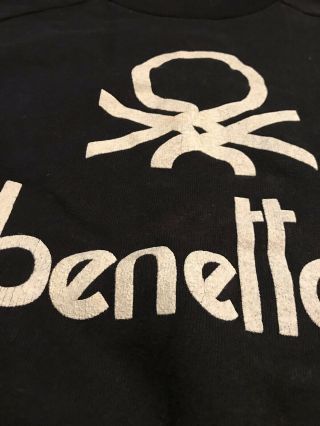 Vintage Benetton Spellout Sweatshirt Small Black Rare 80s 2