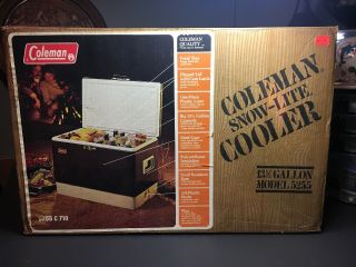 Vintage 80’s Coleman Snow - Lite Steel Cooler W Box Motion Latch 5255 C710 Brown