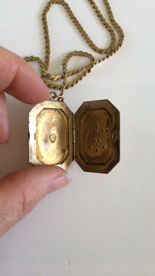 Antique Victorian Gold Filled F&C co Locket w Black paste Fleur De Lis Necklace 5