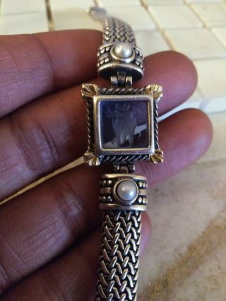 Vintage Flli Menegatti Sterling Silver & 18k Gold Venetian Glass Bracelet