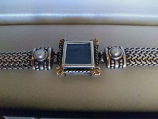 VINTAGE Flli Menegatti Sterling Silver & 18K Gold Venetian Glass Bracelet 6