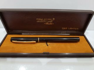 Vintage Maxim Pen Lighter.  Clip,  Black Enamel & Gold Tone,  Box