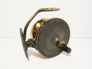 Vintage Malloch 4 " Brass Side Casting Fishing Reel - Retaining Well