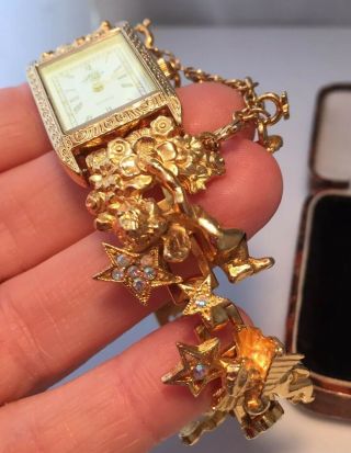 vintage jewellery stunning kirks folly angels & stars crystal watch - 5