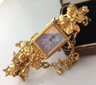 vintage jewellery stunning kirks folly angels & stars crystal watch - 8