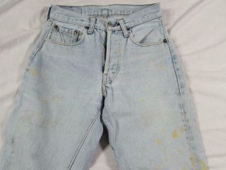 Vtg 70s Levi 501 Redline Denim Jeans Selvedge Faded Measure 26x28 Grunge Stains
