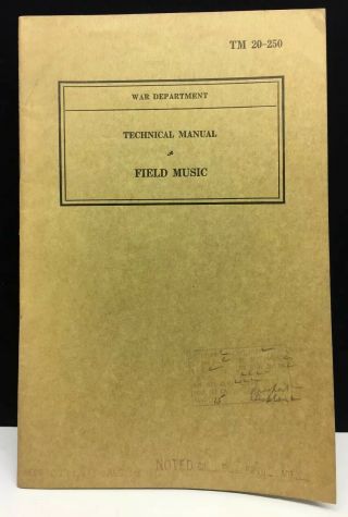 War Dept Wwii 1940 Field Booklet Music Trumpet Fife Drums Army Band