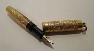 Vintage - Salz Brothers - Peter Pan Pen - Fountain Pen - 18k Gold Filled - 14k Gold Nib