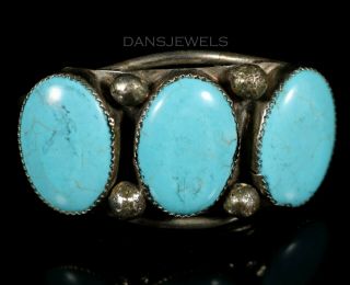 Dainty Vintage Old Pawn Traditional Style Navajo Sterling Turquoise Bracelet