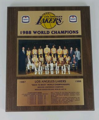Vintage Vtg La Lakers 1988 World Champions Plaque Rare 13 " X 16 "