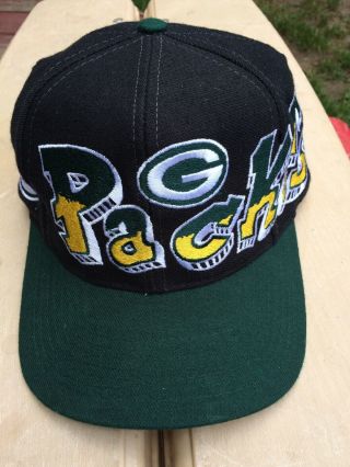 Vintage 90s Green Bay Packers Nfl Spell Out Graffiti Snapback Hat Cap 90’s Dp