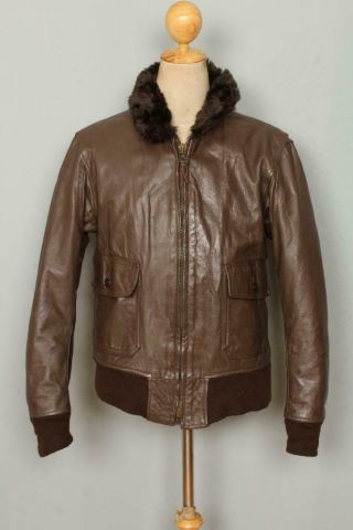 Vtg 1975 Brill Bros G - 1 Us Navy Goatskin Flight Leather Jacket Size 38/40