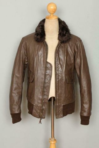 Vtg 1975 Brill Bros G - 1 US NAVY Goatskin Flight Leather Jacket Size 38/40 3