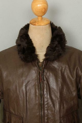 Vtg 1975 Brill Bros G - 1 US NAVY Goatskin Flight Leather Jacket Size 38/40 6