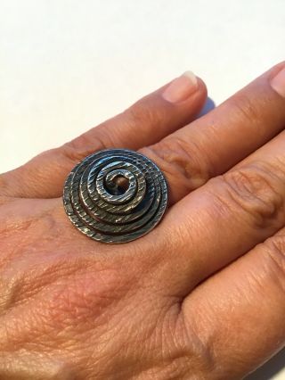 Modernist Elis Kauppi Kupittaan Kulta Finland Sterling Circle Swirl Ring