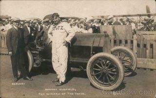 Aviator Rppc J.  H.  Rare: Barney Oldfield & Lincoln Beachey Auto Racing Postcard