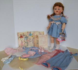 Vintage Ideal 23 " Saucy Walker Doll Flirty Hang Tags Doll Patterns Clothing Etc