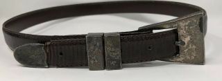 Awesome Vintage Heavy Sterling Silver 925 Mexican Ranger Belt Buckle Set Belt