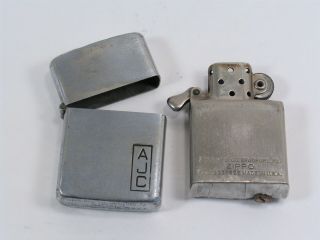 Vintage Zippo 3 Barrel Hinge Lighter Pat 2032695,  14 Hole,  Engraved Initials