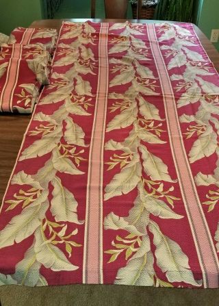 Vintage Bark Cloth Banana Leaf Drapes Curtains