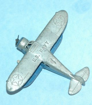 Vintage 1937 Dowst Tootsietoy Us Navy No 718 Waco Bomber Bi Plane Blue
