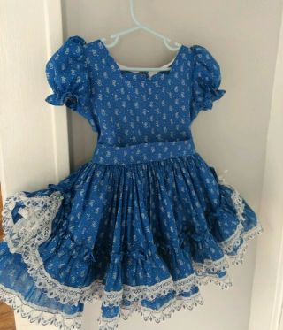 Vintage Blue Floral Twirl Dress Full Circle Unbranded Like Martha 