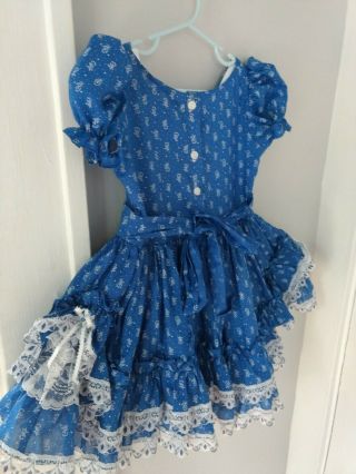 Vintage Blue Floral Twirl Dress Full Circle Unbranded Like Martha ' s miniatures 4 7