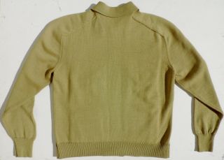 VTG 50s Mens Wool Cardigan Green Contrast Front Panel Loop Collar Sweater Medium 7