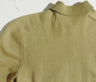 VTG 50s Mens Wool Cardigan Green Contrast Front Panel Loop Collar Sweater Medium 8