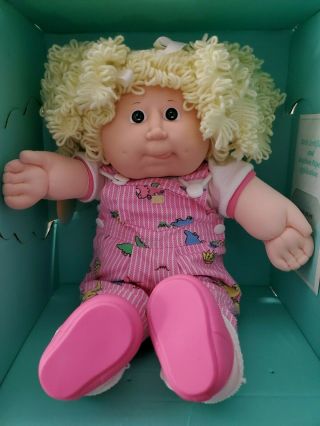 NIB Rare Double Popcorn Cabbage Patch Kid Girl in RARE Dino Overalls,  Green Eyes 4