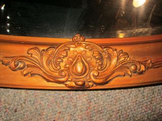 Vintage CARVED WALL MIRROR BAROQUE WOOD GESSO OVAL 45 X 23 INS LARGE HAUNTED 2