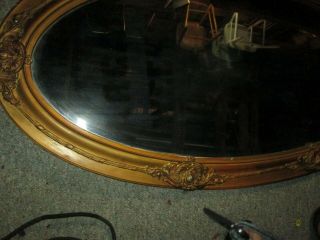 Vintage CARVED WALL MIRROR BAROQUE WOOD GESSO OVAL 45 X 23 INS LARGE HAUNTED 4