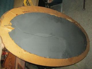 Vintage CARVED WALL MIRROR BAROQUE WOOD GESSO OVAL 45 X 23 INS LARGE HAUNTED 7