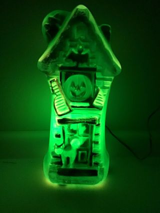 Vintage Halloween Green Haunted House Blow Mold Rare