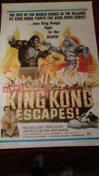 KING KONG ESCAPES 27x 41 VINTAGE Poster RARE 1968 2