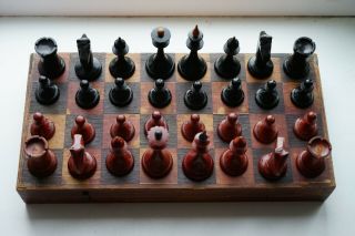 Awesome 1953 Made Vintage Soviet Chess Ussr,  Wooden Chess - Full Set