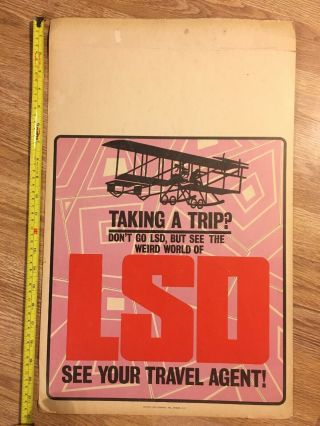 Vintage Taking A Trip? Go Lsd Head Shop Psychedelic Poster 22x13.  75 Benton Card