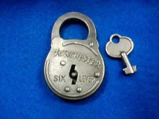 Vintage Winchester Brand Six Lever Lock With Key.