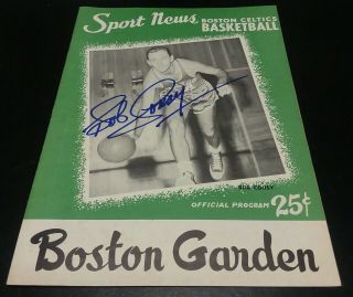 Rare 1957 - 58 Boston Celtics Nm Program Signed Bob Cousy Incredible 6 " Autograph