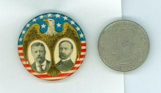Vintage 1904 President Theodore Roosevelt Campaign Pinback Button Rwb Eagle