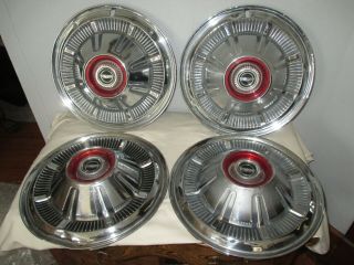Vintage Set Of 4 1966 - 77 Ford 15” Hubcaps F100 Pick Up Bronco Galaxie Good Cond.