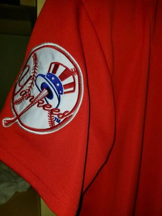 RARE SUPREME York YANKEES Majestic Red Baseball Jersey Small 2015 AUTHENTIC 7