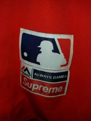 RARE SUPREME York YANKEES Majestic Red Baseball Jersey Small 2015 AUTHENTIC 9