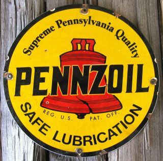 PENNZOIL MOTOR OIL VINTAGE PORCELAIN ENAMEL GAS PUMP PLATE SERVICE STATION SIGN 8